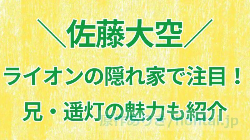 佐藤大空と兄・遥灯の魅力とは？「ライオンの隠れ家」で話題の子役兄弟を徹底紹介！